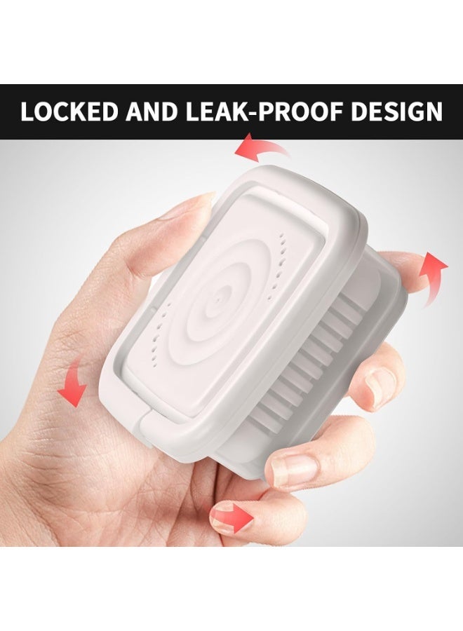 ChicAbode Square Soap Travel Case with Lid Bar Soap Tray and Drain Rack for Bathroom Shower, Portable Soap Rest Holder for Gym, Travel, Camping, Tightly Closed White Soap Box - Image 3